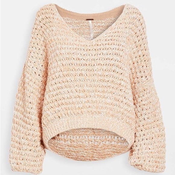 Free People Sweaters - Free People Women's Coconut V Sweater, Sandy Combo, Tan, Pink, XS